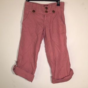 LUX linen capri pants wide leg mauve